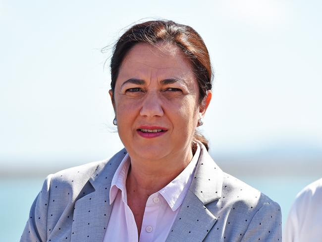 Premier Annastacia Palaszczuk addresses the media at the Port of Townsville. Picture: Zak Simmonds