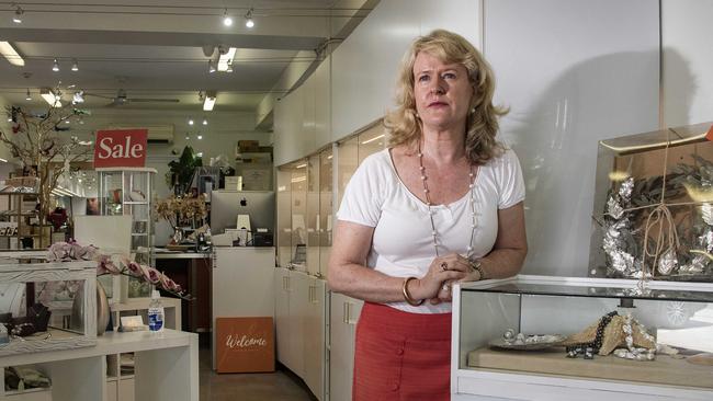 Jules Collins of Jules Collins Jewellery waits for customers to Covid check in at her shop in Oceania Walk. Picture: Brian Cassey