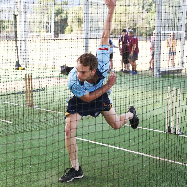 Far North Fusion pace bowler Wade Matthews at a 2018 net session. PICTURE: BRENDAN RADKE