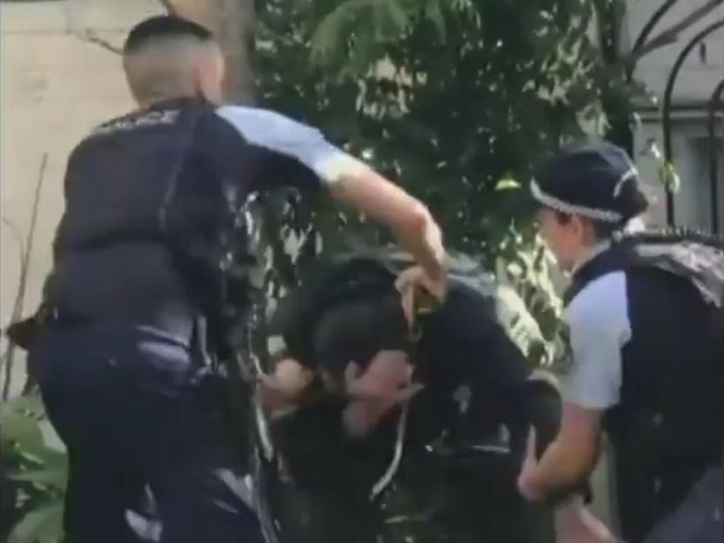 An officer tasers Kris Bradshaw during his now famous arrest video. Picture: Supplied