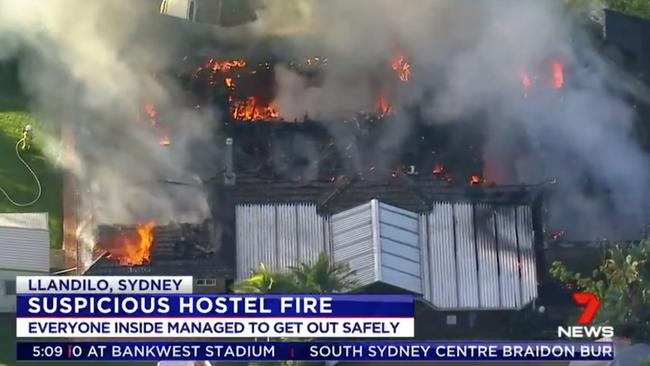 The property was engulfed by fire on Sunday. Picture: 7 News