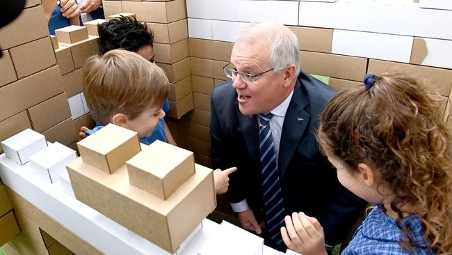 Scott Morrison at Sydney’s Woollahra Public School on Monday to launch a recycling project. Picture: Jeremy Piper