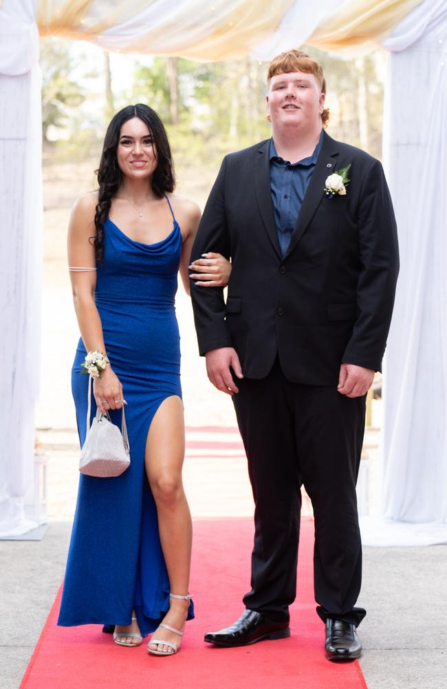 Mitch Krafft and Kiara Hawkins arrive at the Gympie State High School formal 2023. November 16, 2023. Picture: Christine Schindler