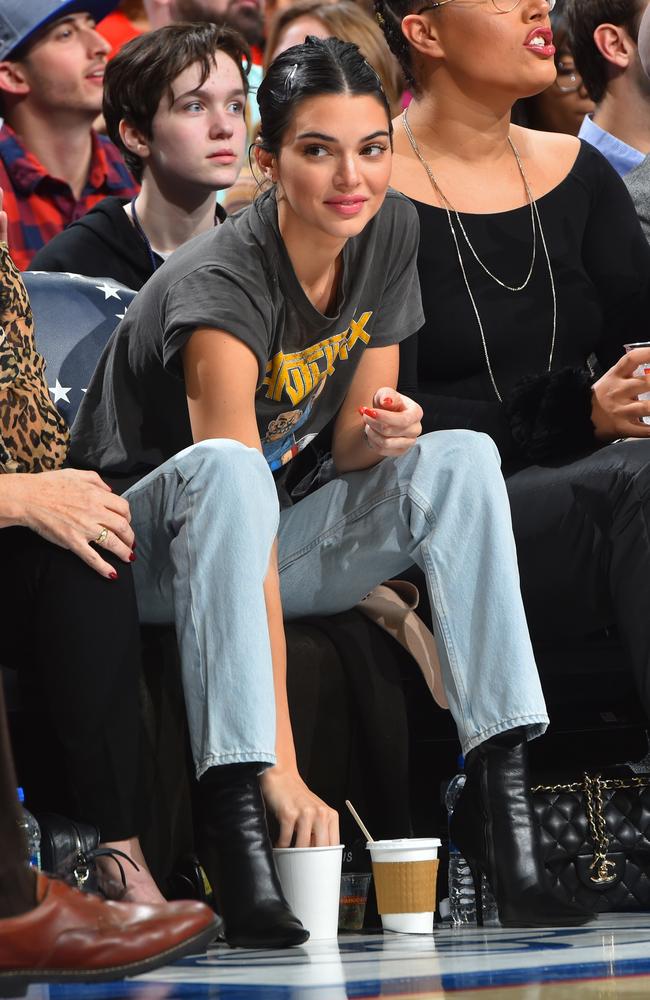 She supportive! Kendall Jenner sat courtside to watch her rumoured boyfriend play in Philadelphia on December 22. Picture: AFP 