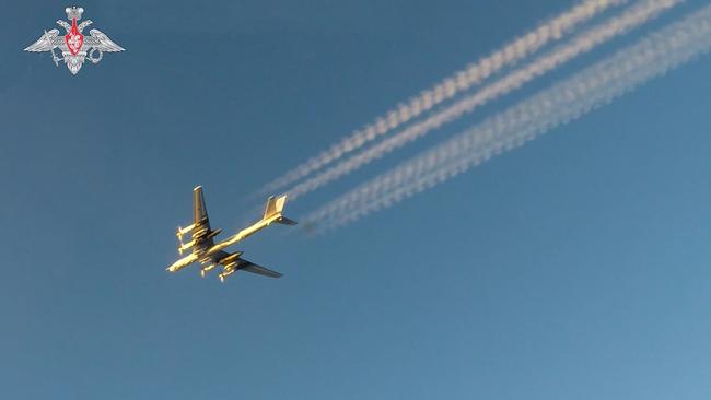 A Russian Tu-95MS bomber aircraft takes part in military exercises. Picture: AFP.