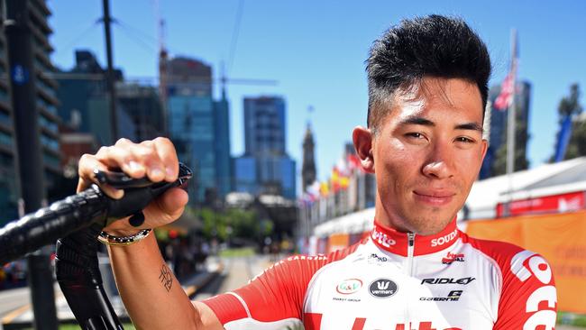 12/01/19 - Caleb Ewan Aussie sprint star cyclist at Victoria Square in Adelaide ahead of the Tour Down Under.Picture: Tom Huntley