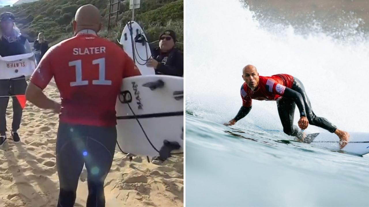 Kelly Slater has been forced into the elimination round. Pictures: Getty/Fox