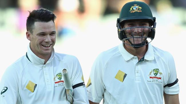 Peter Handscomb and Matthew Renshaw. (Photo by Cameron Spencer/Getty Images)