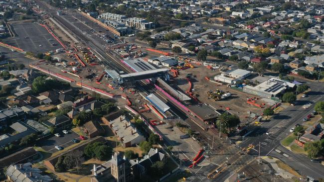 South Geelong railway station redevelopment works. Picture: Alan Barber