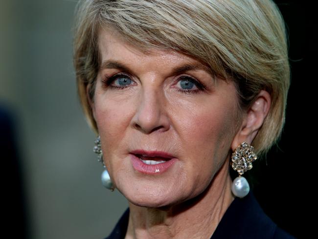 Julie Bishop holding a press conference at Parliament House, Canberra. Picture Kym Smith