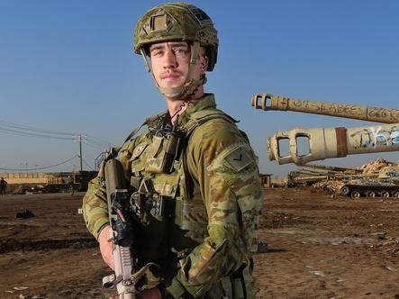 Aussie Digger Lance Corporal Dylan Tanner 22 years old from Armidale NSW on operational service in Iraq. Australian soldiers have been deployed  to a new (undisclosed) remote base in north western Iraq, as a mobile training team to be closer to train and direct counter terrorism operations against ISIS in and about Mosul. Picture Gary Ramage