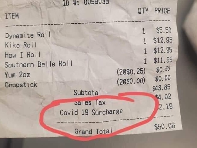 COVID-19 surcharges could become more common. Picture: Twitter/@talialikeitis