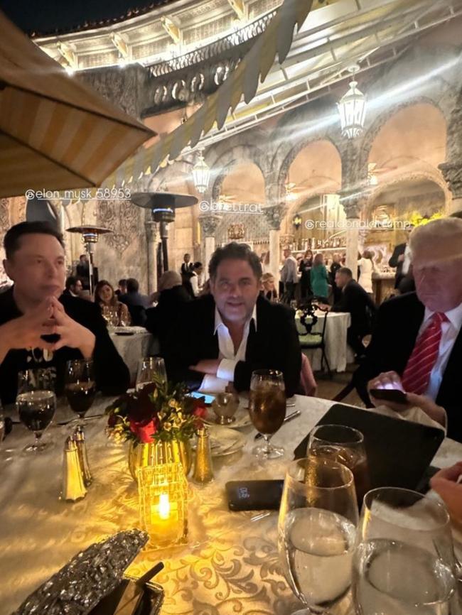 Elon Musk, Brett Ratner and Mr Trump. Picture: Instagram