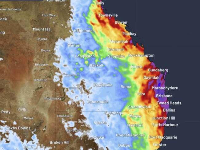 Parts of the Queensland coast could cop up to 150mm of rain from the ensuing trough over Tuesday. Picture: Supplied / Weatherzone