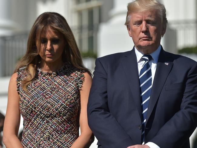 US President Donald Trump and First Lady Melania Trump take part in a moment of silence for the victims of the Las Vegas shootings. Picture: Mandel Ngan/AFP