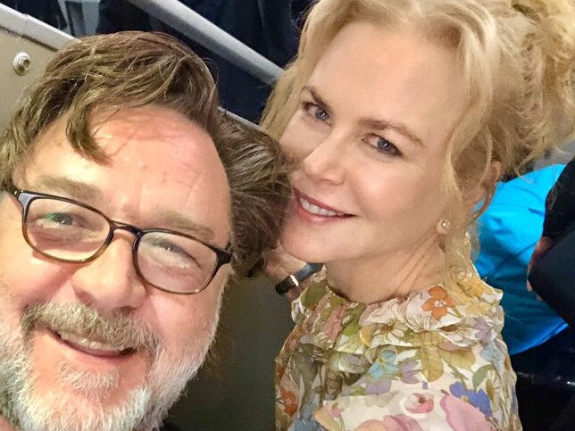 Nicole Kidman and Russell crowe fly QANTAS Picture: Russell Crowe/Twitter