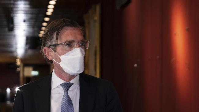 Dominic Perrottet arrives at state parliament for the ballot yesterday. Picture: Brook Mitchell/Getty Images