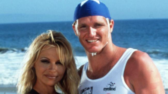 Trevor Hendy with Pamela Anderson in the TV show, Baywatch. Picture: Supplied