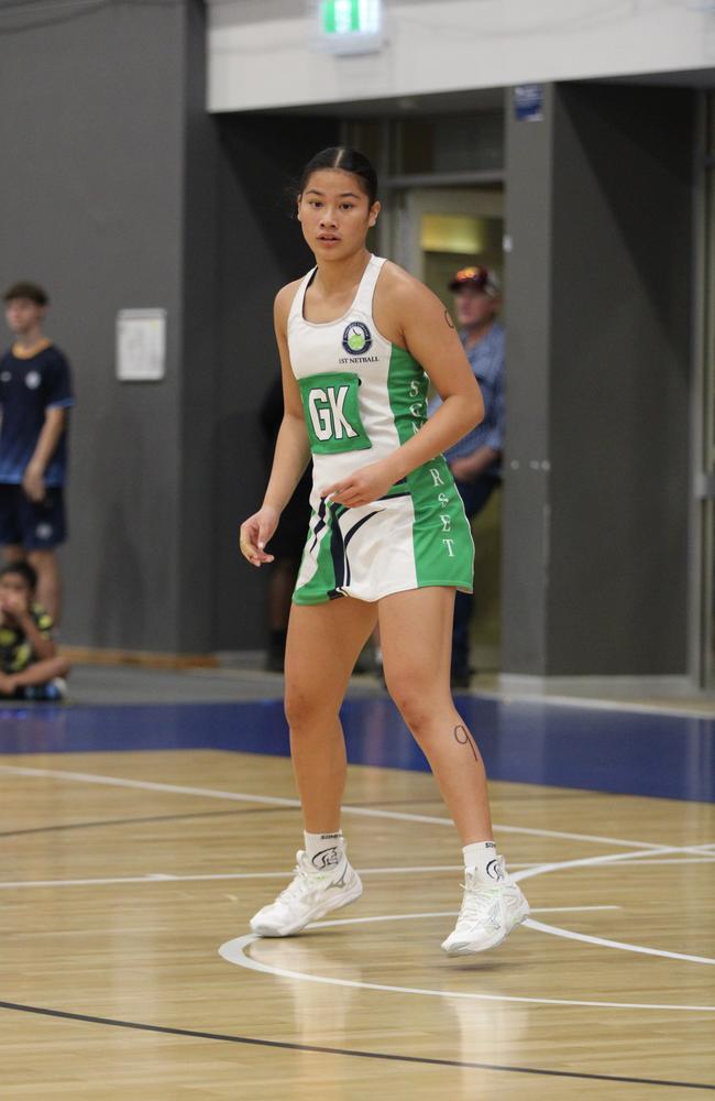 QISSN 2024 division 1 grand final: Canterbury v Somerset. Pictured: Somerset GK Maddy Rhind