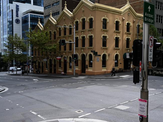 Empty city streets at 3pm in the CBD, Sydney.