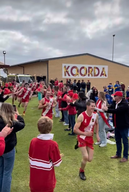 Kalannie, pictured running out for last year’s grand final, will travel to Bannockburn to play a practice match in March. Picture: Facebook