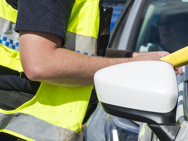 Police conduct a high visibility RBT operation on Bridge Street, west of Boundary Street, Sunday, April 18, 2021. Picture: Kevin Farmer