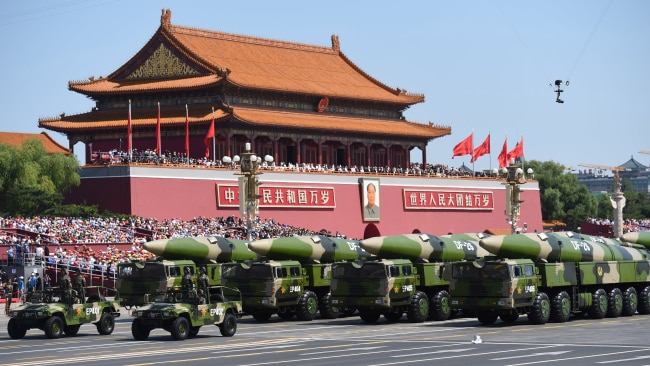 There are warnings China's DF-26 missiles (pictured) could hit the Australian mainland from the PLA's naval bases. Picture: Getty Images