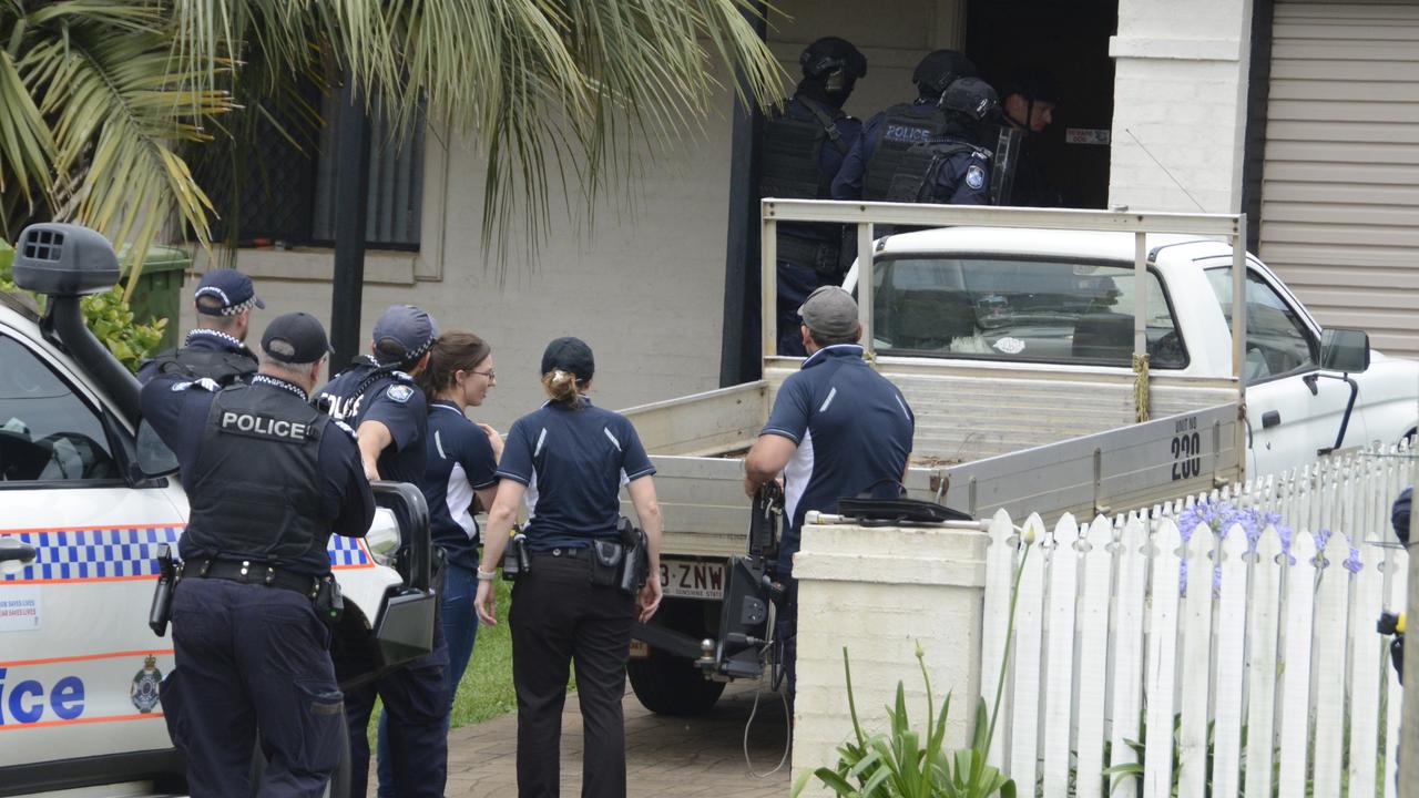 Tactical officers from the Queensland Police Special Emergency Response Team gained entry to a South Toowoomba home during a five-hour stand-off. Photo: Jarrard Potter.