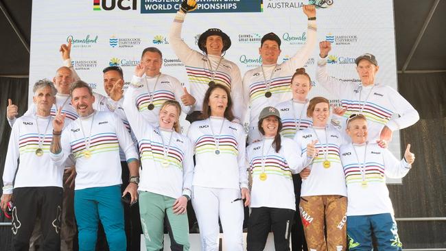Saturday's Downhill World Champions. Photo: Broken Photography/ Aus Cycling