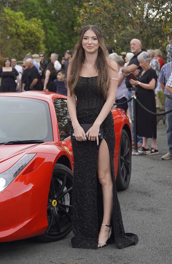 Students arriving in style for the 2024 Glasshouse Christian College formal at Flaxton Gardens.