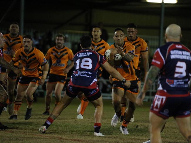 Israel Folau makes his Rugby League Gold Coast debut for Southport Tigers against defending champions Runaway Bay at Owen Park, Southport. Pic Mike Batterham