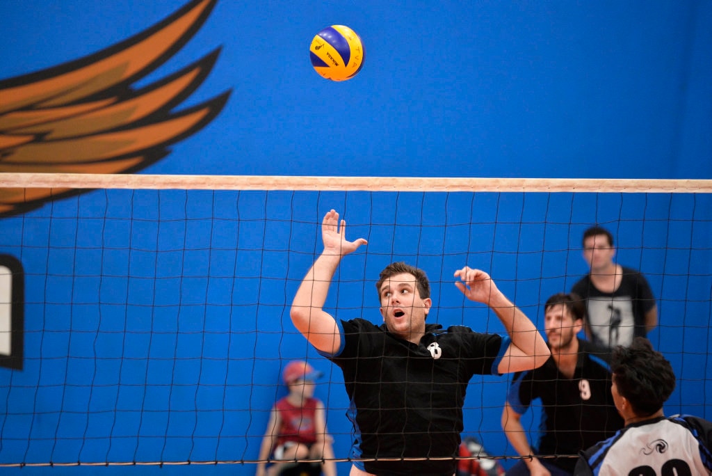 Jaek Passier of Remember the Titans against Brisbane Volleyball Club in the final of the Clash of the Titans volleyball tournament at Harristown State High School gym, Sunday, February 25, 2018. Picture: Kevin Farmer