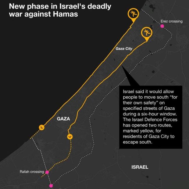 Israel told Palestinian civilians living in the northern part of Gaza to evacuate to the south, but airstrikes continue in the region.