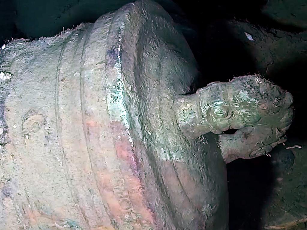 Screen grabs from a video released by the Colombian Presidency on June 6 2022 revealed unprecedented images of the wreck of the legendary galleon, one of the largest of the Spanish navy three hundred years ago. Picture: Colombian Presidency/AFP