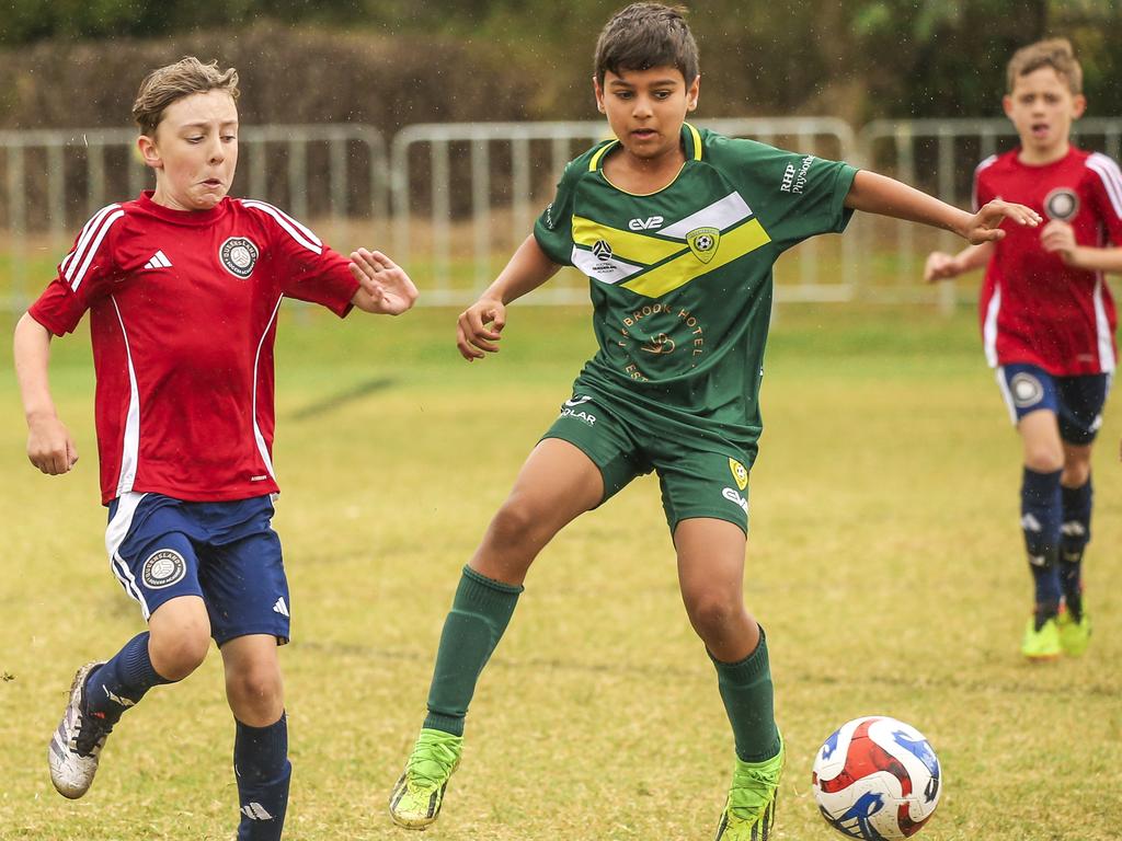 QAS V Michelton FC in the Premier Invitational Football Carnival at Nerang. Picture: Glenn Campbell