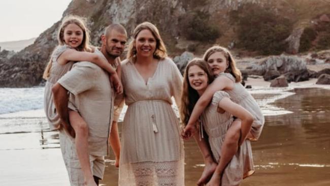 Jones’ family – Harmony, dad Corey Jones, mum Bianca, Maddison and Violet. Picture: Supplied