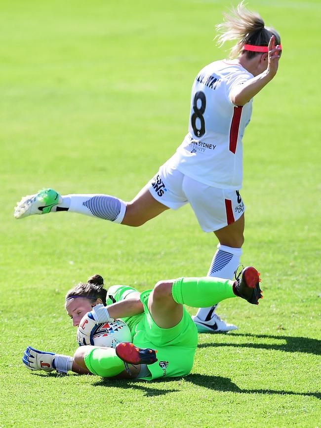 Adelaide United goalkeeper Sarah Willacy was the Reds’ standout in their W-League defeat to Western Sydney Wanderers. Picture: Mark Brake/Getty Images