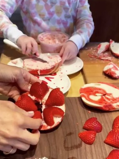 On Valentine’s Day, she shared a rare video of Lilibet cutting strawberries into hearts. Picture: Instagram