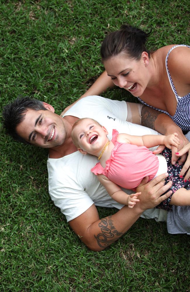 Corey and Margaux Parker in 2011 with their child Memphis. Picture: Adam Armstrong