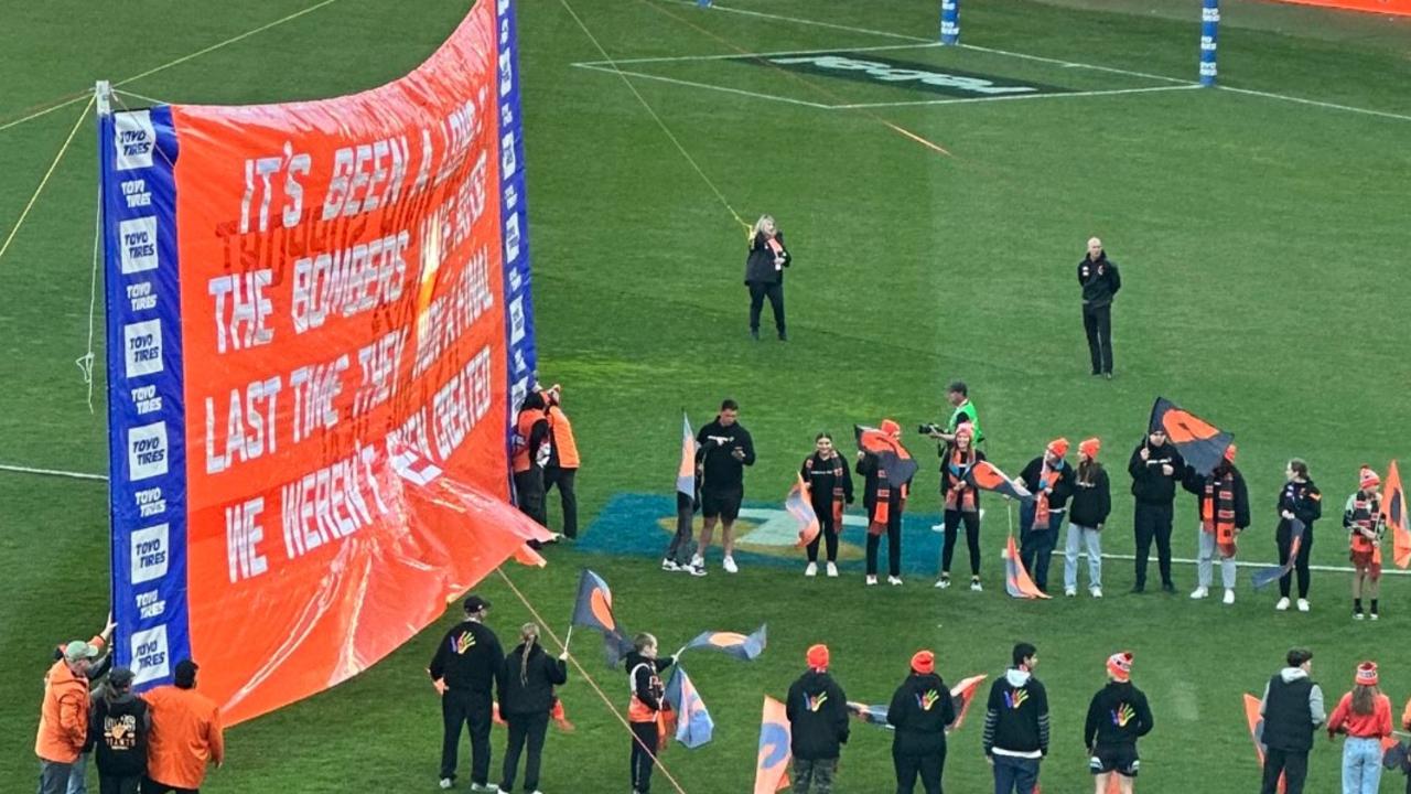 AFL 2023: GWS Giants roast Essendon’s finals drought with savage banner ...