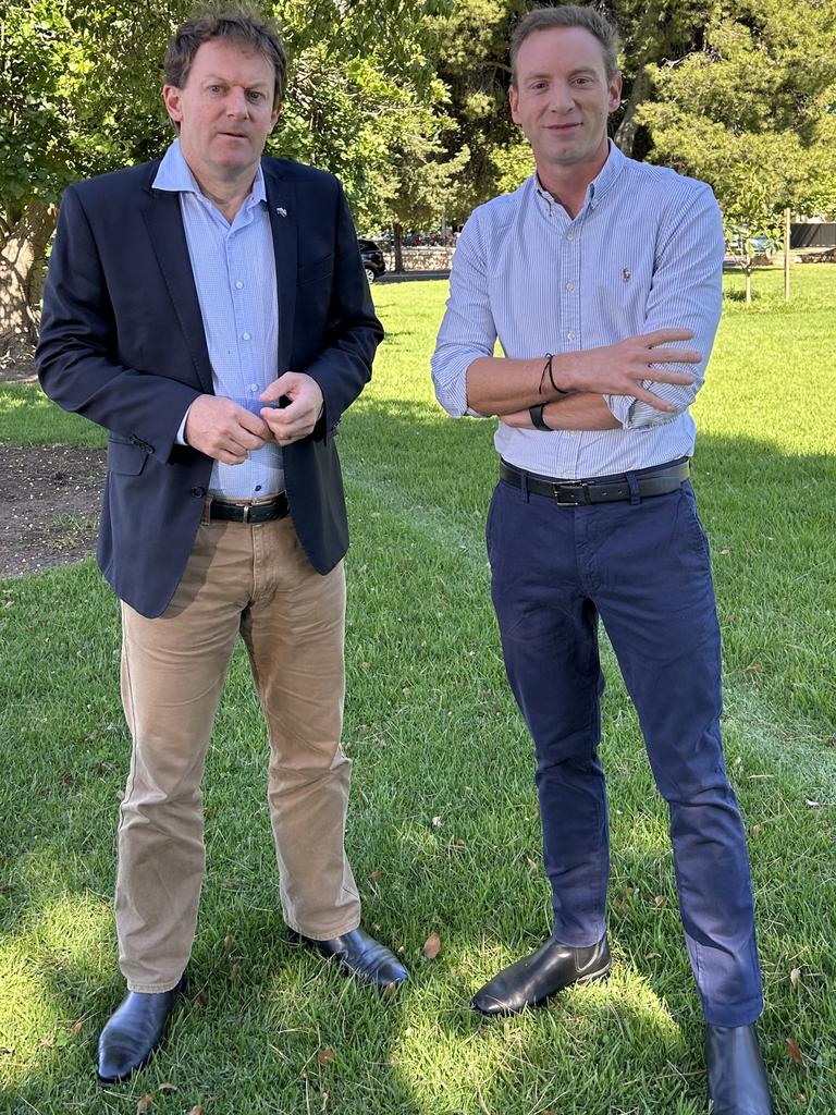 And with fellow frontbencher Josh Teague, left. Picture: Zayda Dollie