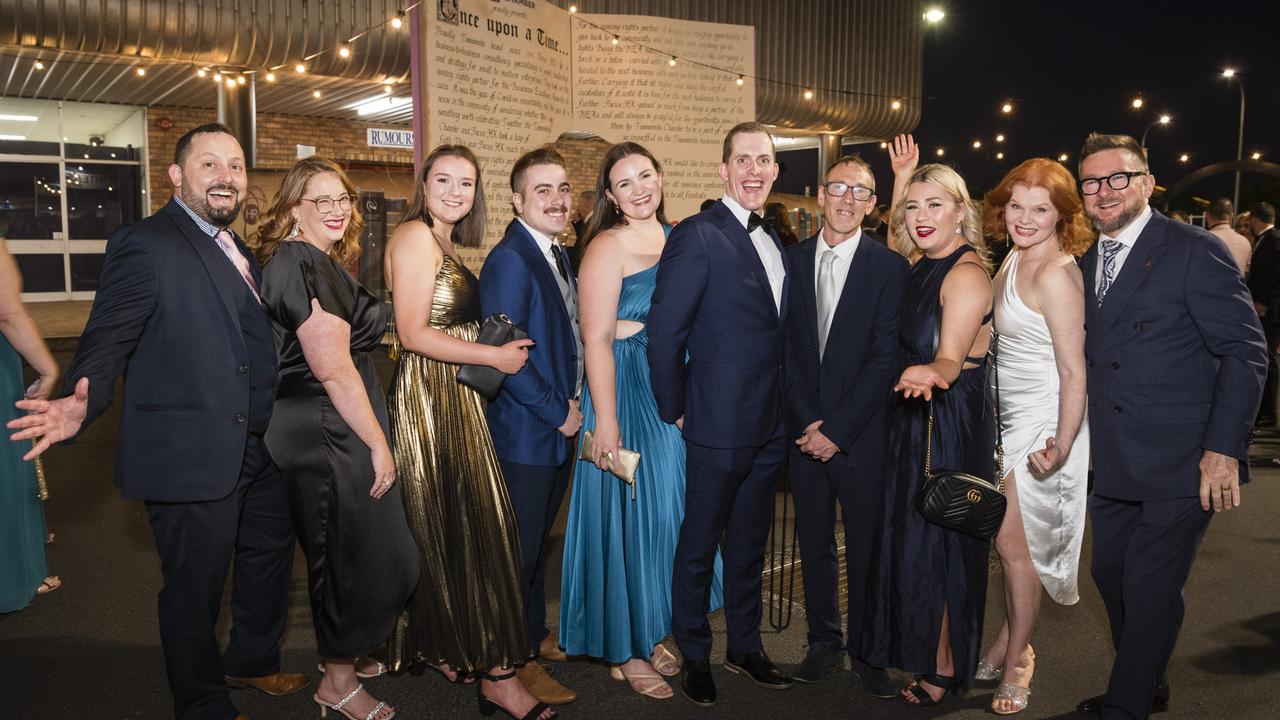 Representing CoBright Marketing are (from left) Sean White, Natalie Leith, Caitlin McManus, Ethan Hyder, Jahnella Debel, Joel Dobson, Gareth Mason, Sinead Harte, Renata Schindler and Brendan McDonald at the Focus HR Business Excellence Awards 2023 hosted by Toowoomba Chamber at Rumours International, Saturday, October 21, 2023. Picture: Kevin Farmer