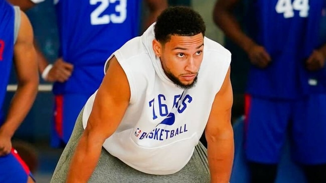 Ben Simmons pictured at a 76ers training session.