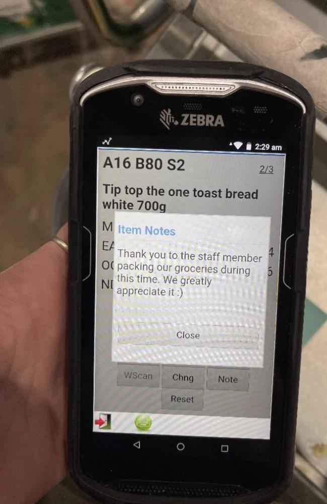 Shoppers have been posting encouraging messages with their orders. Picture: LinkedIn.