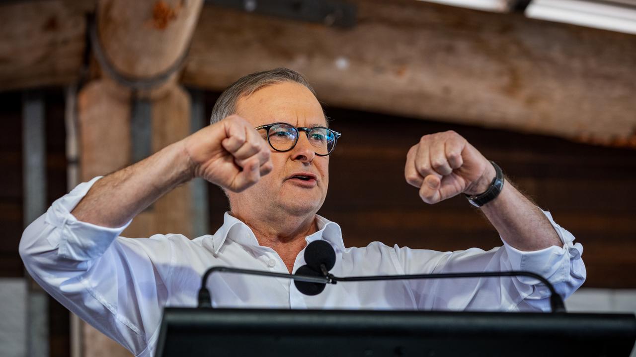 Anthony Albanese speaks during Garma Festival. Picture: Tamati Smith/Getty Images