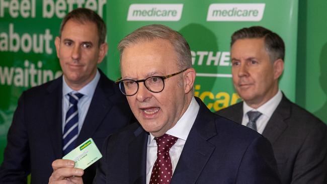 Australian Prime Minister Anthony Albanese and Labor pushed its support of Medicare. Picture: Jason Edwards/NewsWire