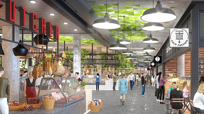 Artist impression of fresh food market in The District Docklands redevelopment. 