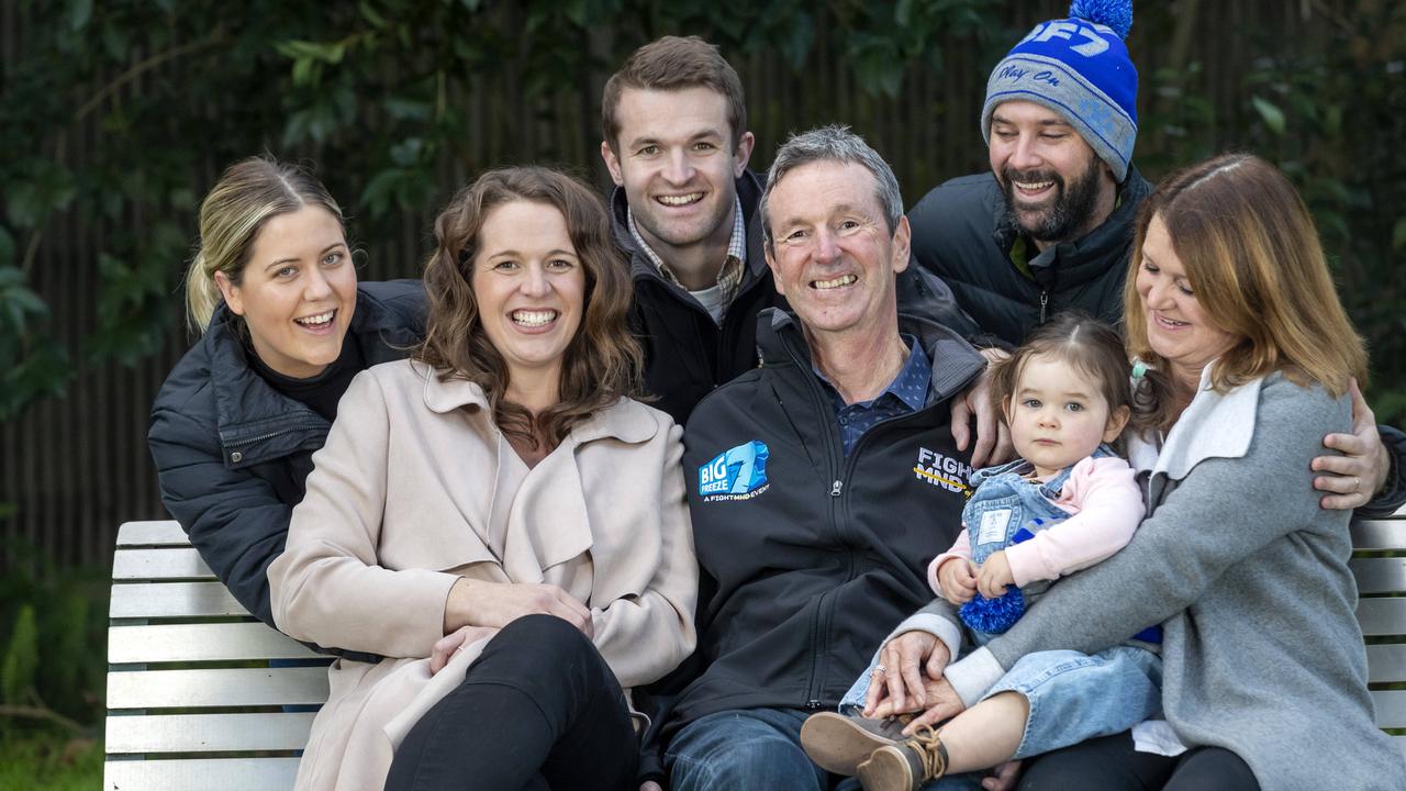 Neale with his family Madie, Ben, Michael, Bec. Rosie and wife Jan. Picture: David Geraghty