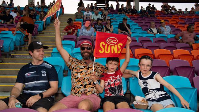 Fans at the Gold Coast Suns vs Geelong Cats Round 10 AFL match at TIO Stadium. Picture: Pema Tamang Pakhrin