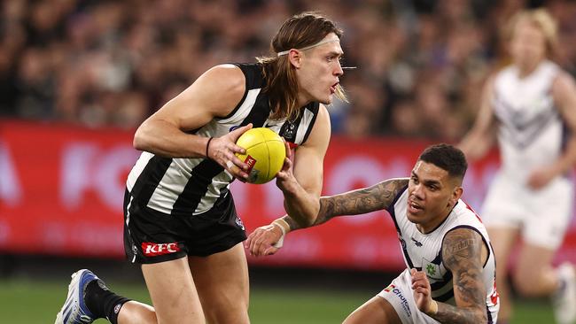 Darcy Moore was immense in defence against the Dockers. Picture: Michael Klein